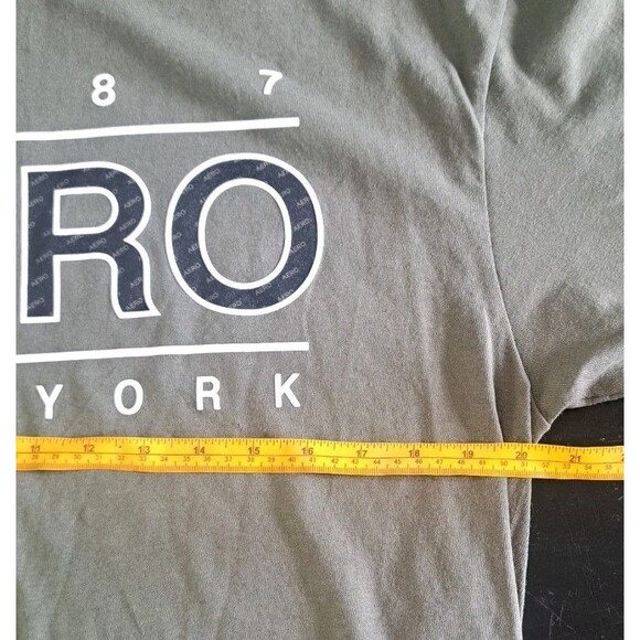 Aeropostale Men’s T-Shirt Large L Aero 1987 New York Green Cotton Casual Tee - Picture 4 of 5